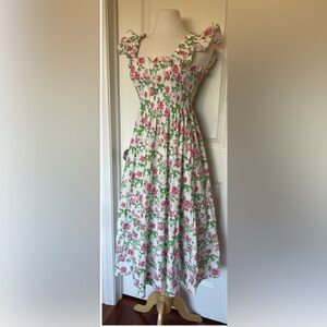 Hill House Pink and Green Midi Dress